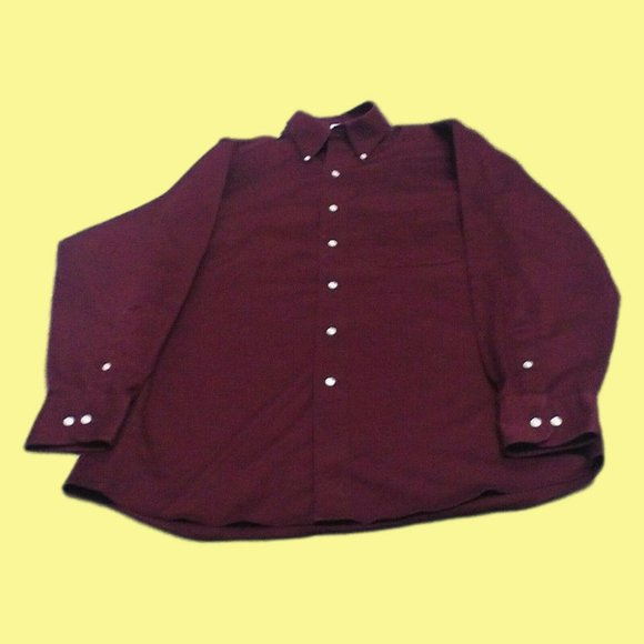 Izod Other - IZOD Men's Shirt Casual/Dress L/Sleeve Cotton Blend Burgundy Regular 15.5 /32-33